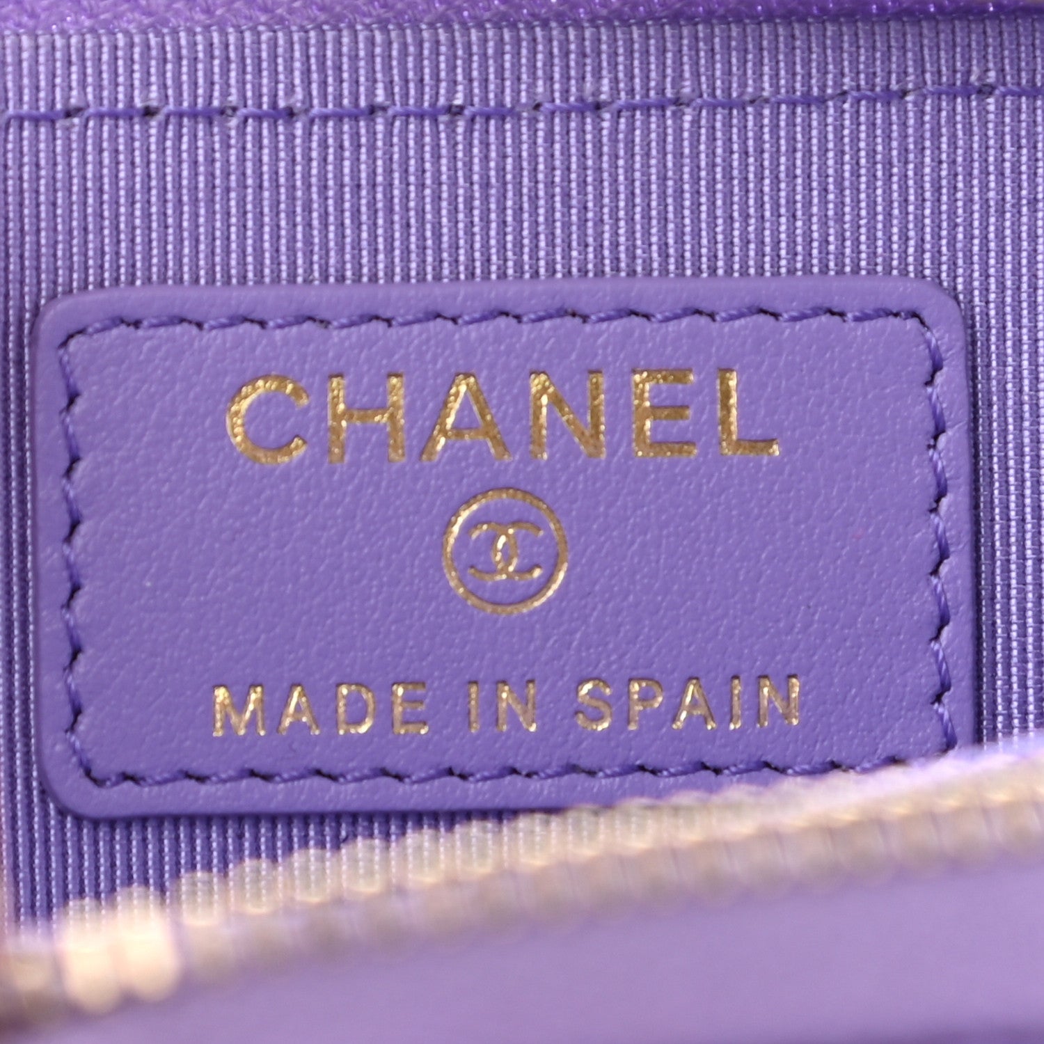 Chanel Caviar Quilted Zip Around Coin Purse Wallet Purple 6 of 7