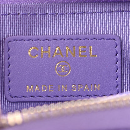 Chanel Caviar Quilted Zip Around Coin Purse Wallet Purple 6 of 7