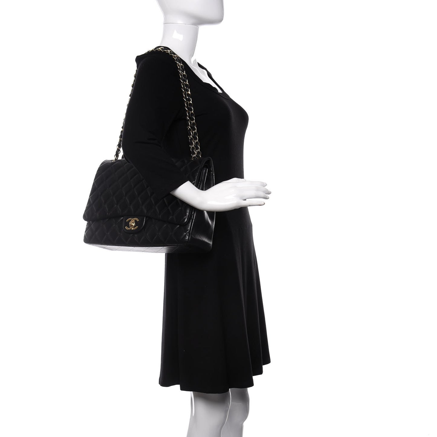 Lambskin Quilted Maxi Double Flap Black