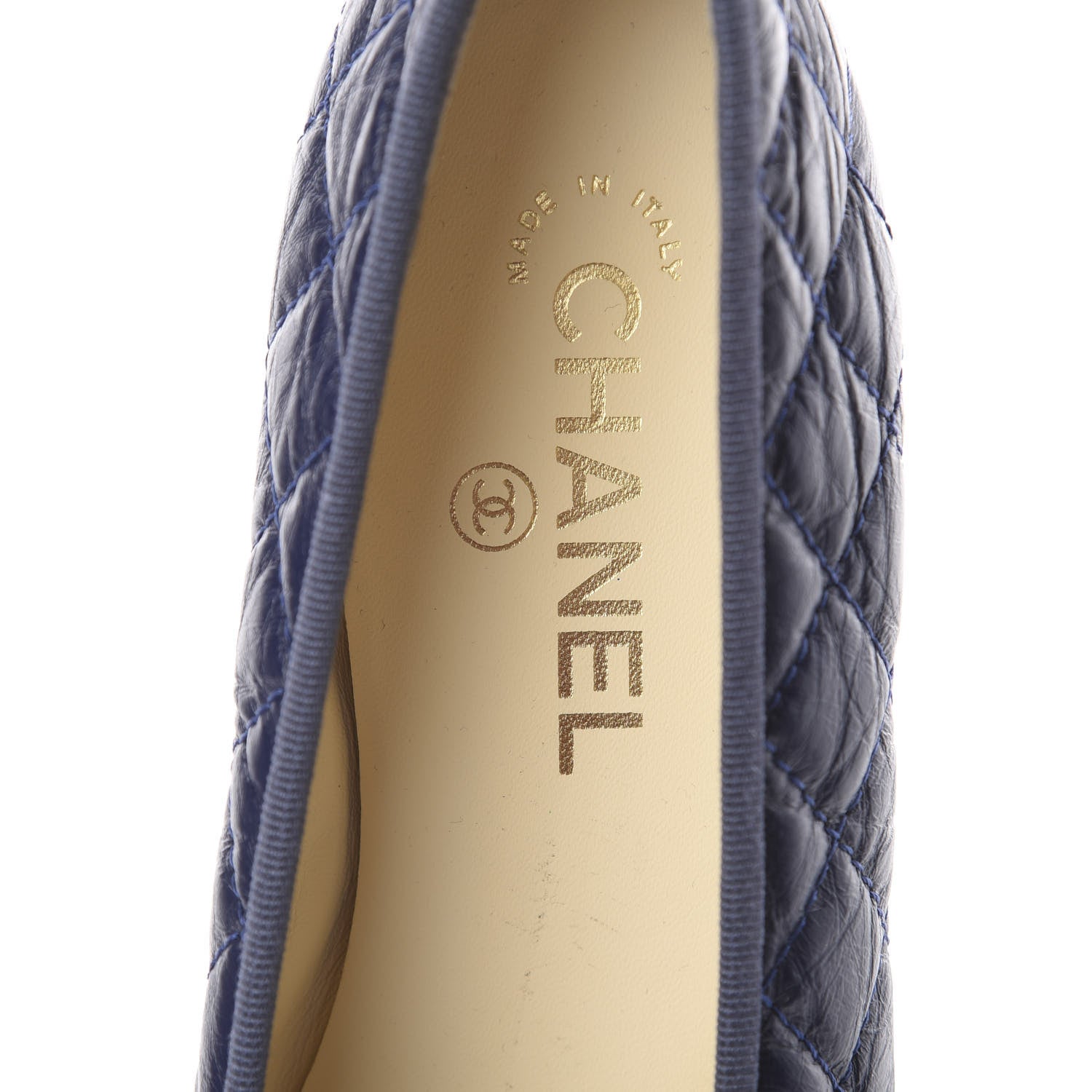 Chanel Aged Calfskin Quilted CC Cap Toe Ballerina Flats 39.5 Navy 6 of 7