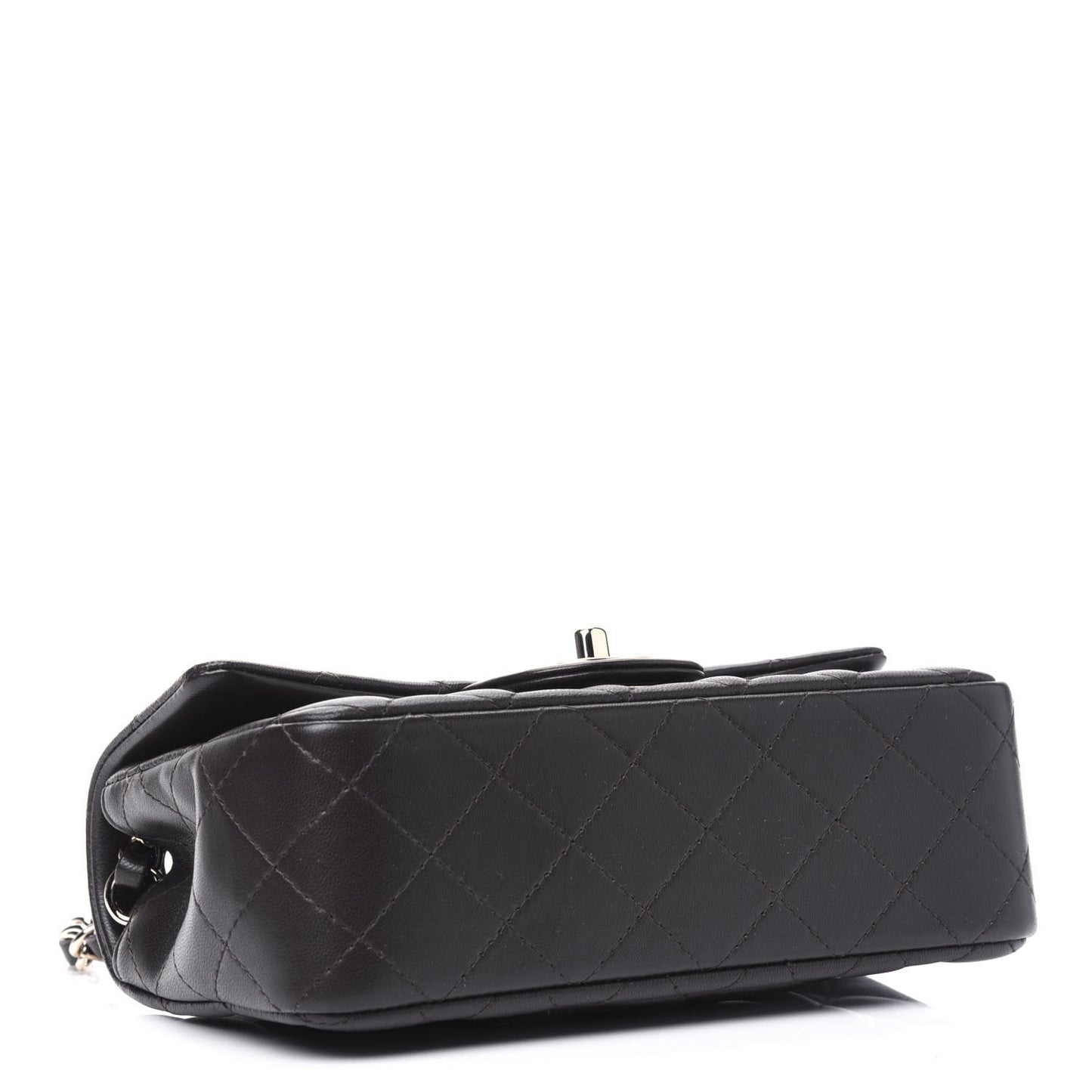 Lambskin Quilted Mini Rectangular Flap Dark Brown
