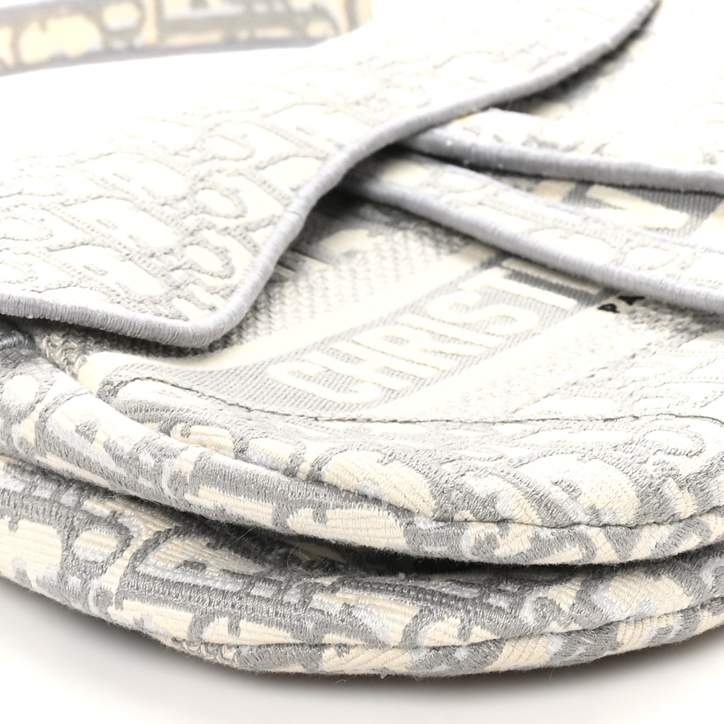 Oblique Embroidered Saddle Bag Gray