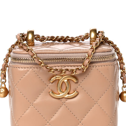 Chanel Calfskin Quilted Mini Perfect Fit Vanity Case With Chain Beige 8 of 14