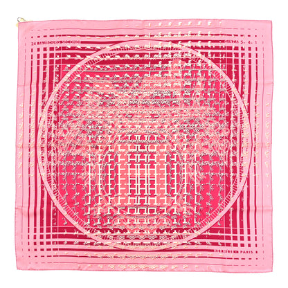 Hermes Silk 24 Faubourg Seconde Scarf 90 Rose Fuschia White 1 of 3