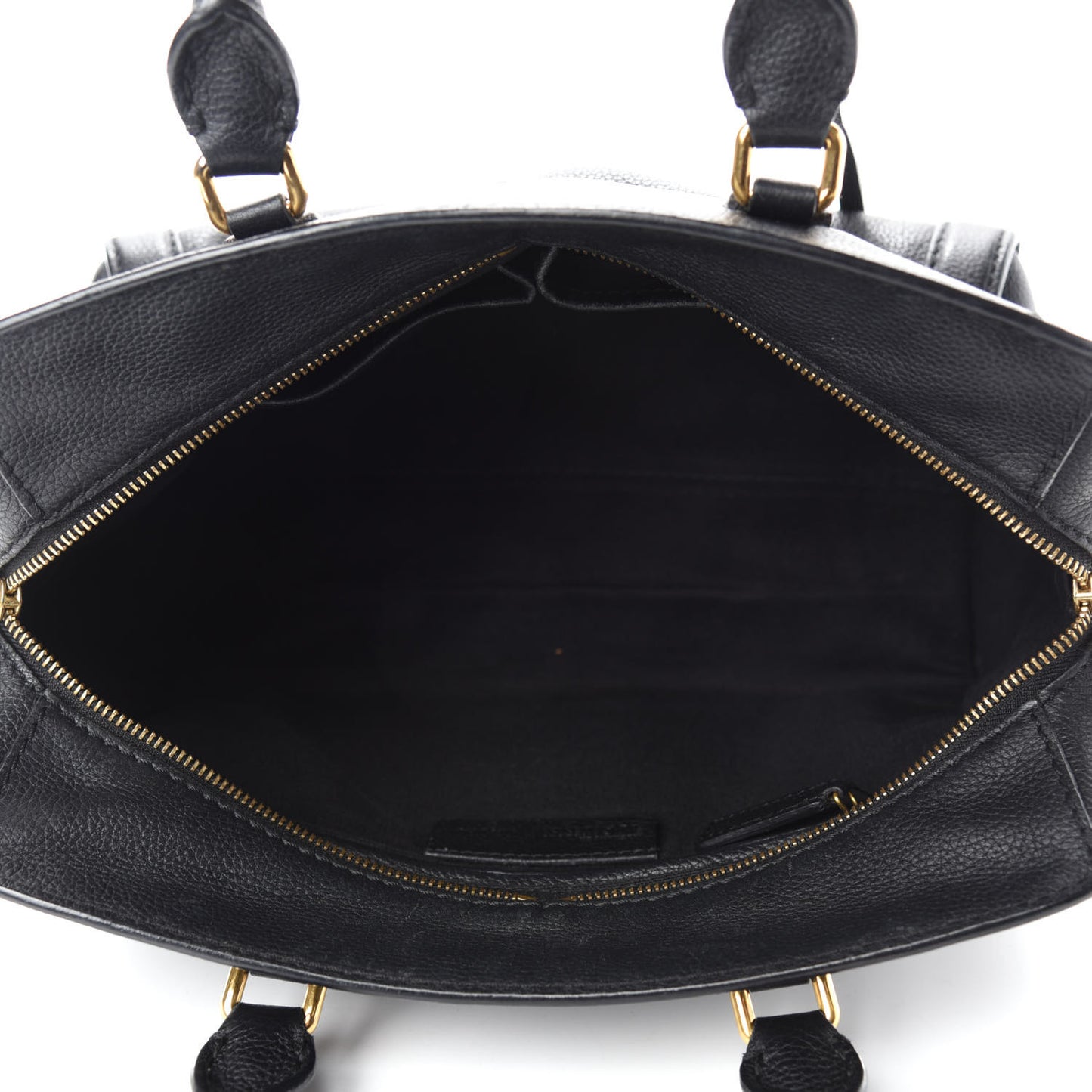 Pebbled Calfskin Small Skull Padlock Zip Around Tote Black