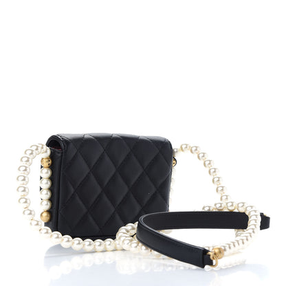 Chanel Calfskin Quilted About Pearls Card Holder Flap With Chain Black 3 of 10