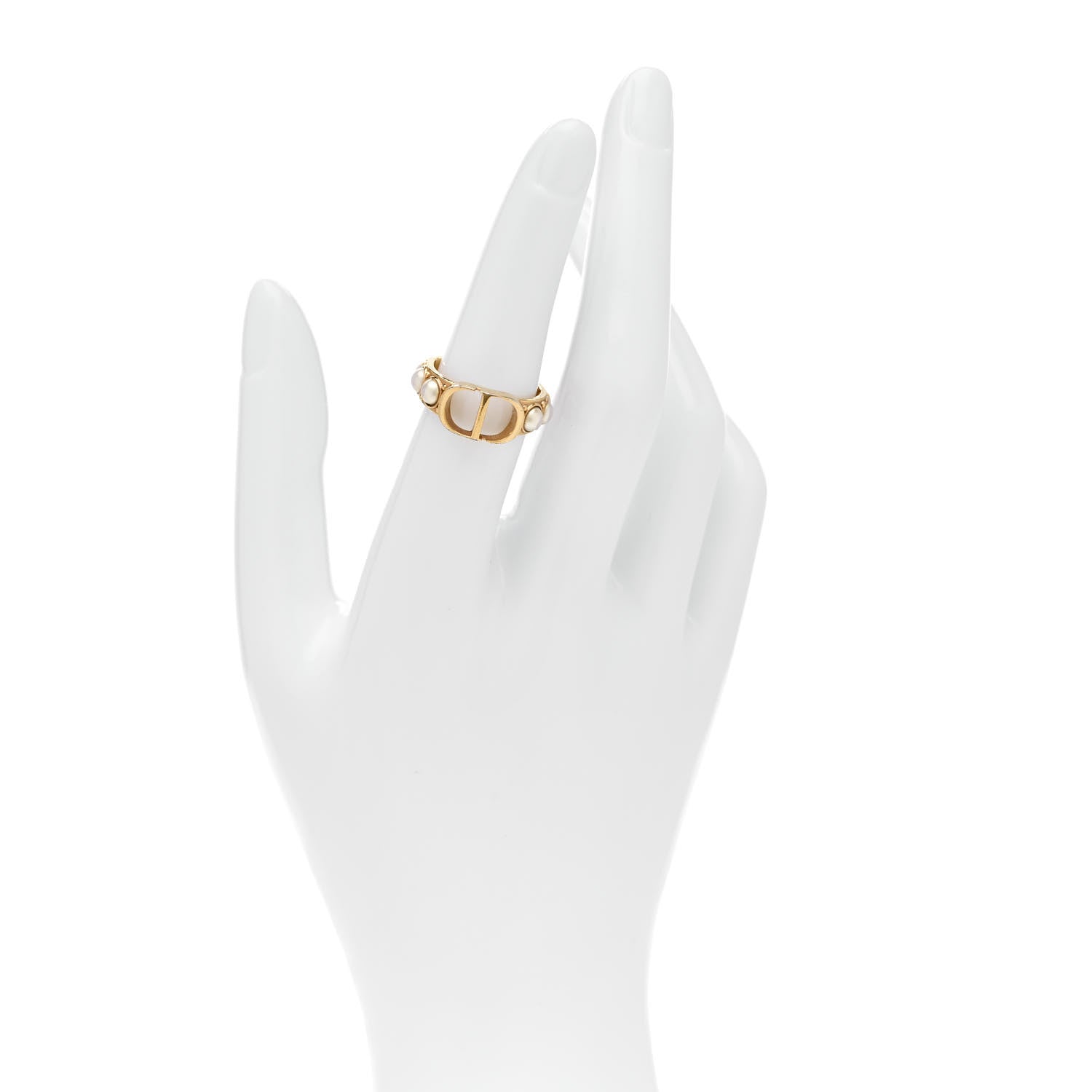 Christian Dior Metal Pearl 30 Montaigne Ring M Gold 2 of 5