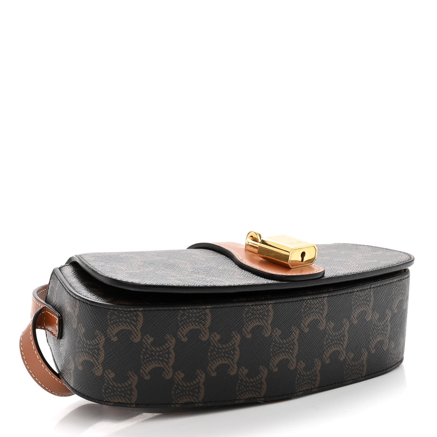 Triomphe Canvas Calfskin Tabou Clutch on Strap Tan