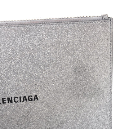 Balenciaga Glitter Calfskin Logo Everyday Pouch M Silver 12 of 13