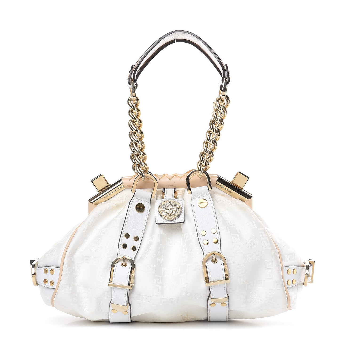 Satin Chain Satchel White
