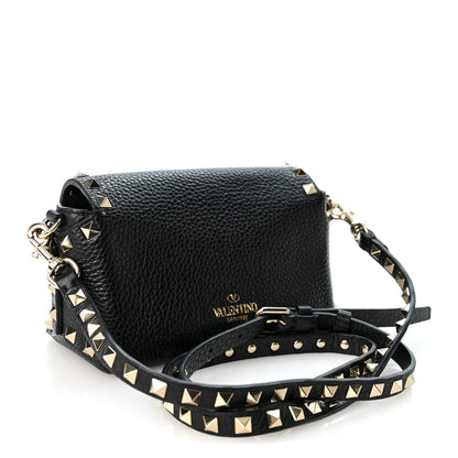 Valentino Garavani Pebbled Calfskin Mini Rockstud Crossbody Bag Black 3 of 9