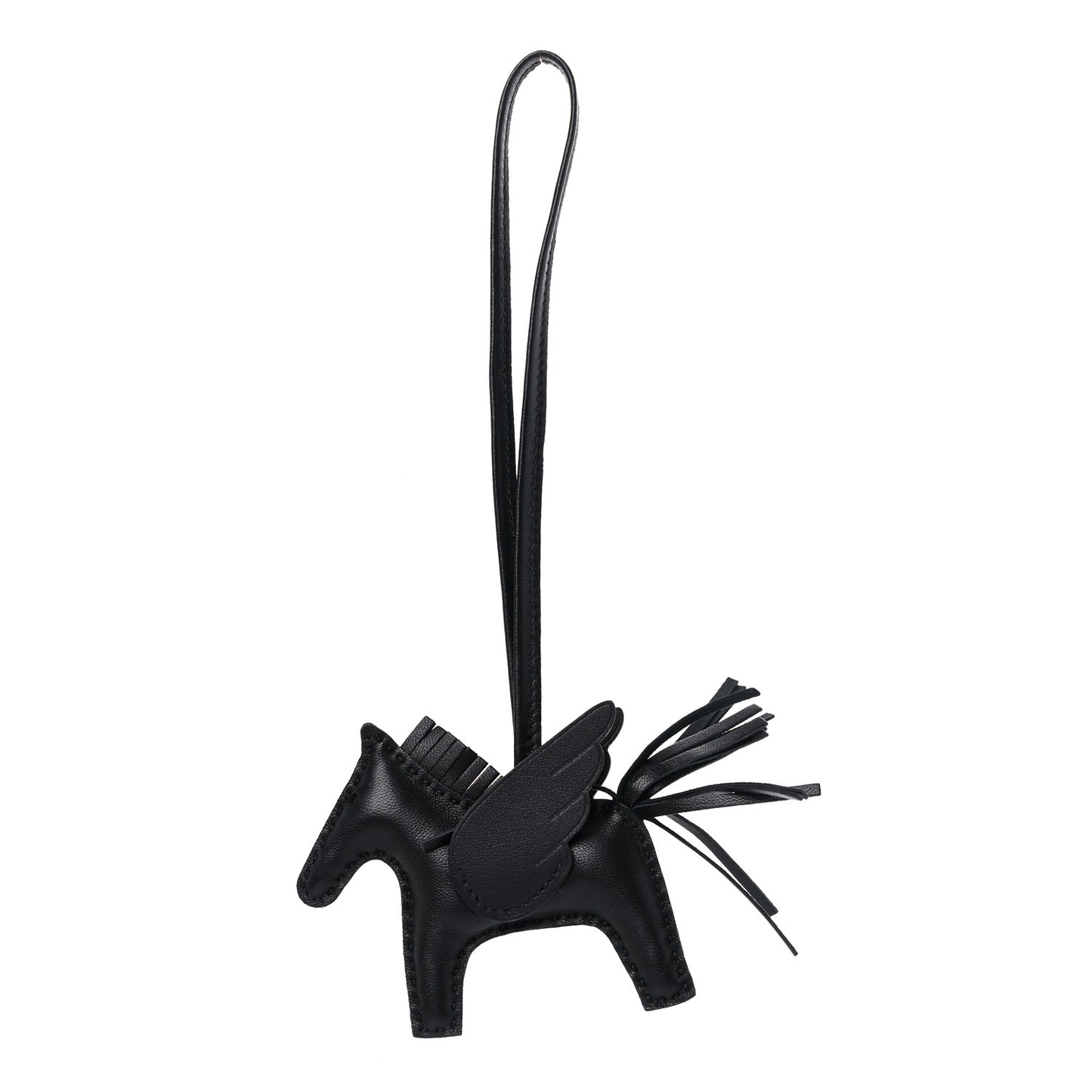 Milo Lambskin Grigri Rodeo Pegase Horse Bag Charm PM So Black