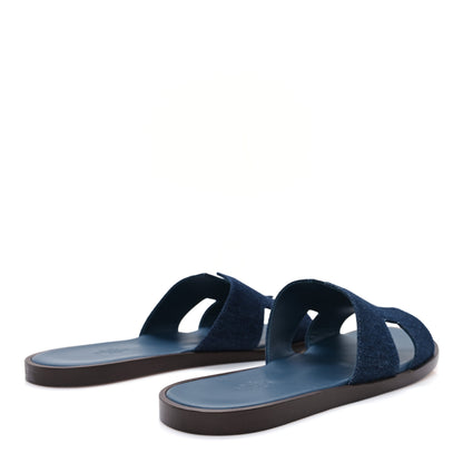 Hermes Denim Calfskin Mens Izmir Sandals 42.5 Bleu Brut Bleu Celeste 5 of 10