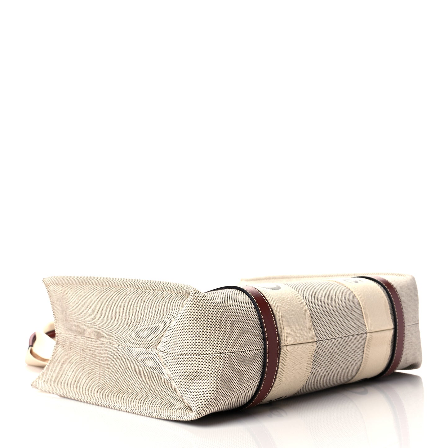 Cotton Calfskin Large Woody Ribbon Tote White Brown