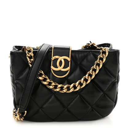 Chanel Lambskin Quilted Small Chain Hobo Black 1 of 9