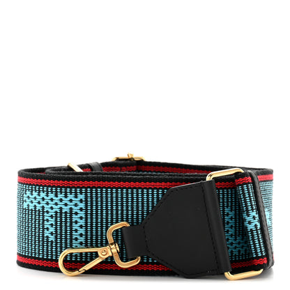 Fendi Cannete Ribbon Poly Vitello Century Logo Adjustable Strap You Blue Red 1 of 5