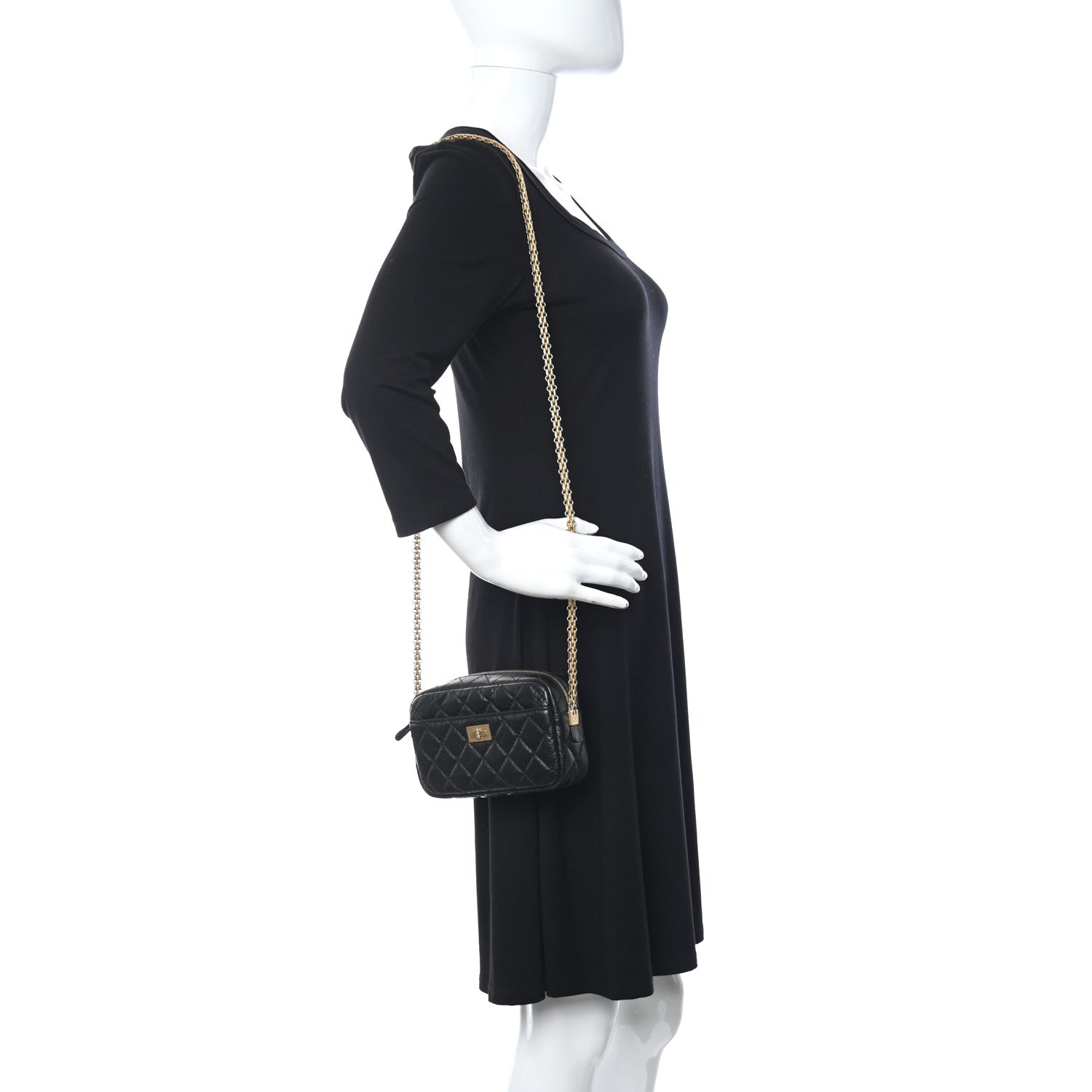 Chanel Aged Calfskin Quilted Mini Reissue Camera Case Black 2 of 10