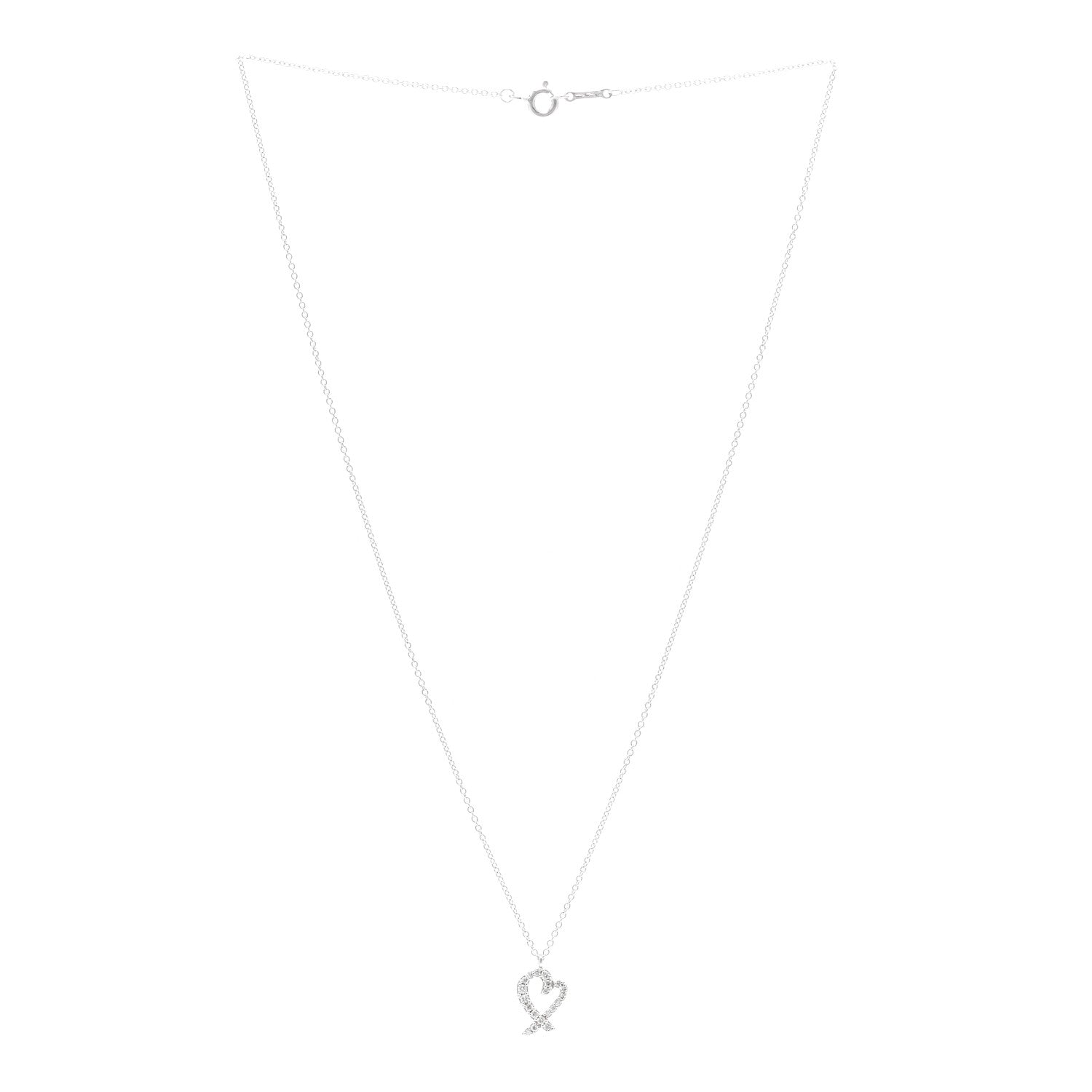 Tiffany 18K White Gold Diamond Mini Paloma Picasso Loving Heart Pendant Necklace 3 of 5