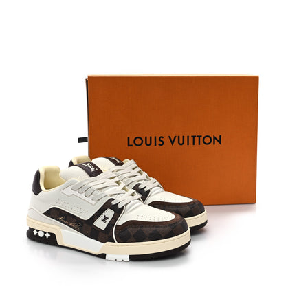 Louis Vuitton Grained Calfskin Damier Ebene Mens LV Trainer Sneakers 8 Moka Brown 10 of 10