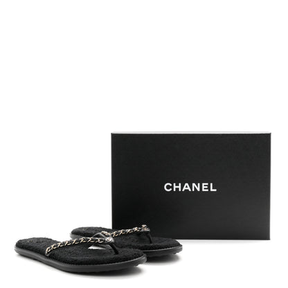 Chanel Lambskin CC Chain Thong Sandals 39 Black 10 of 10
