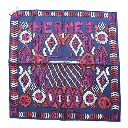 Hermes Silk Kelly En Perles Scarf 70 Marine Fuchsia Rouge 1 of 3