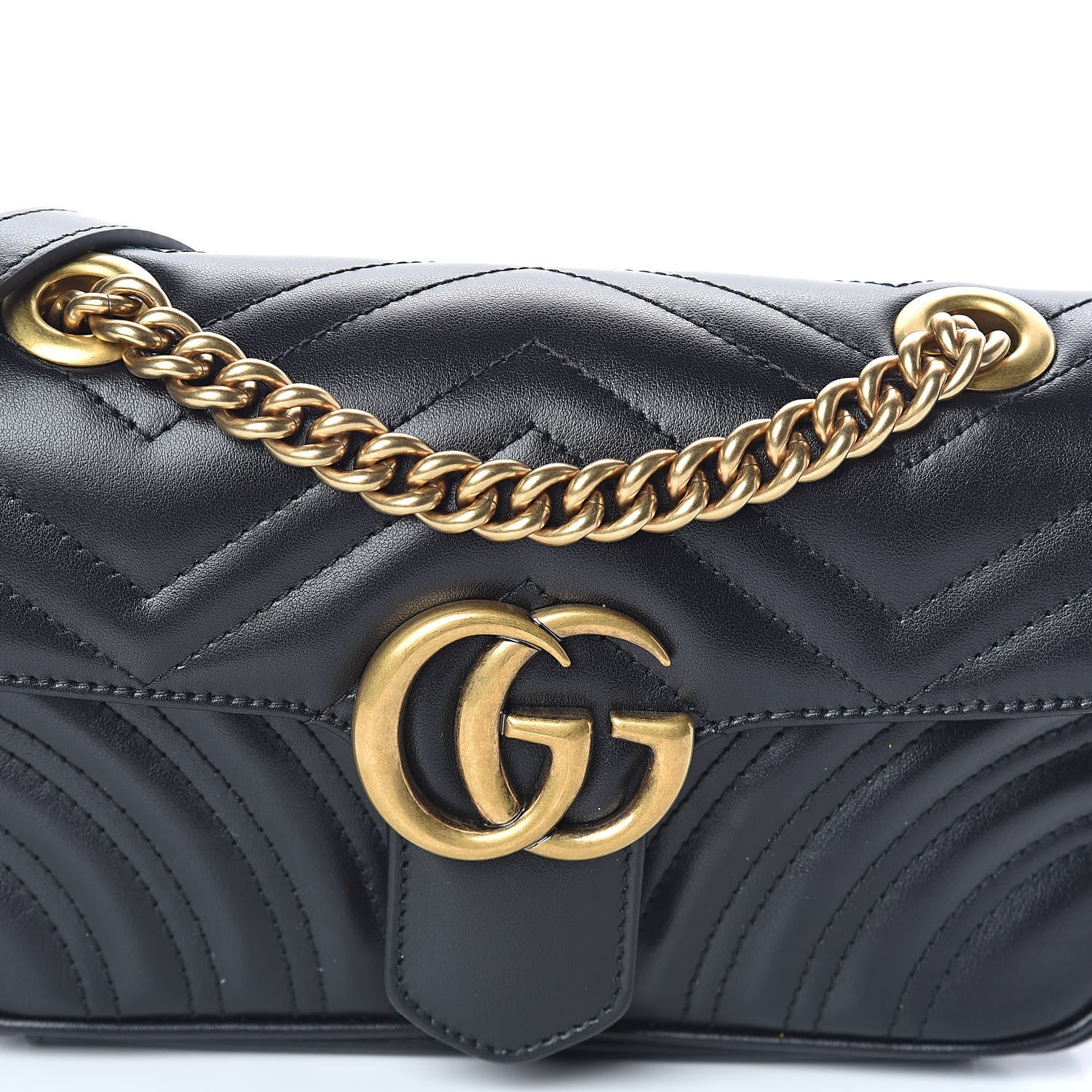 Gucci Calfskin Matelasse Mini GG Marmont Shoulder Bag Black 7 of 9