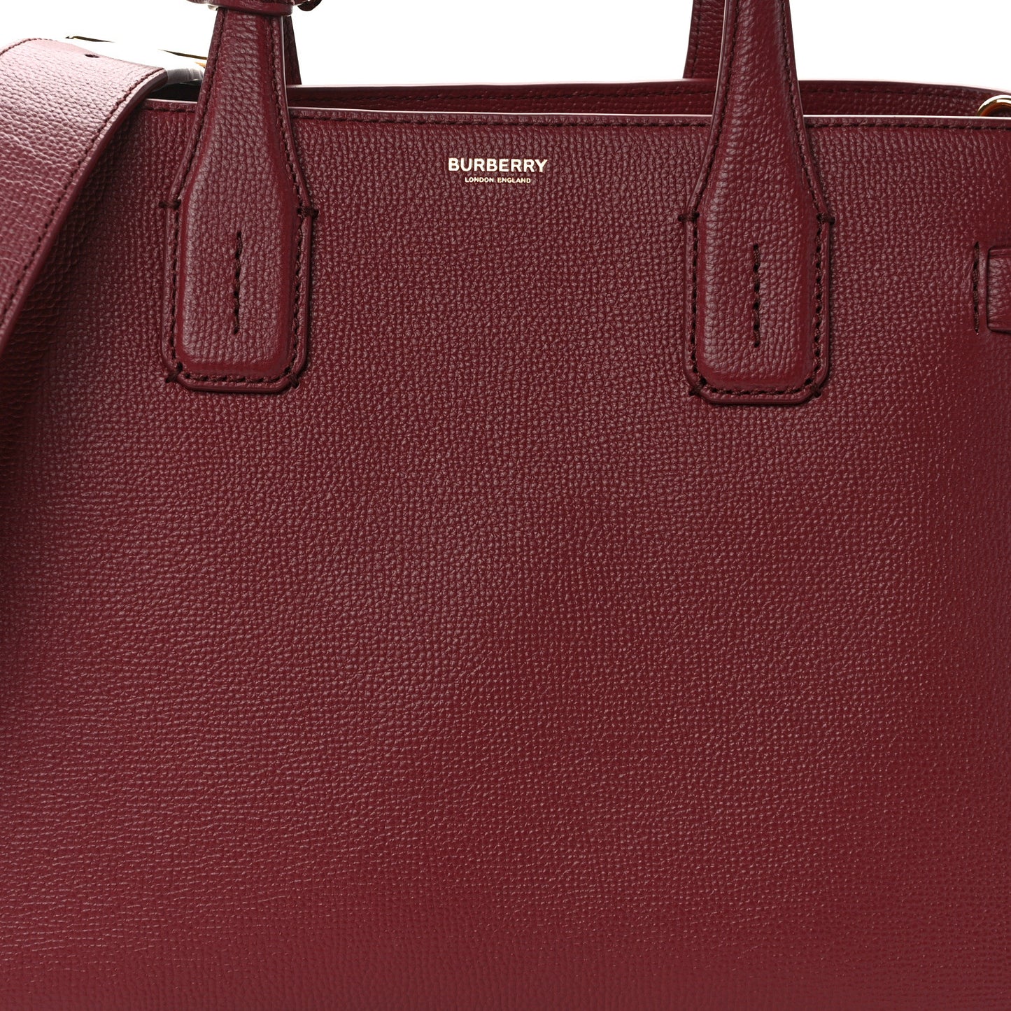 Grainy Calfskin House Check Medium Banner Tote Mahogany Red