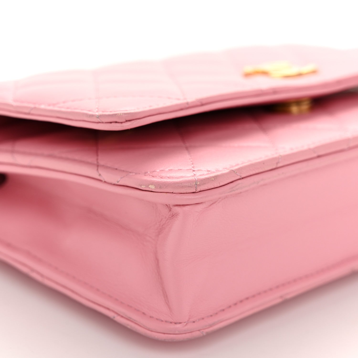 Chanel Lambskin Quilted Pick Me Up Wallet On Chain WOC Light Pink 10 of 14