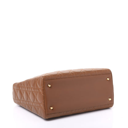 Christian Dior Lambskin Cannage Medium Lady Dior Tan 3 of 11