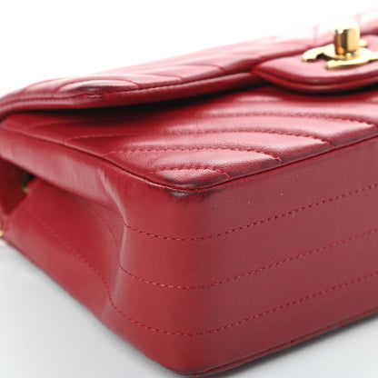 Chanel Lambskin Chevron Quilted Mini Rectangular Flap Red 9 of 20