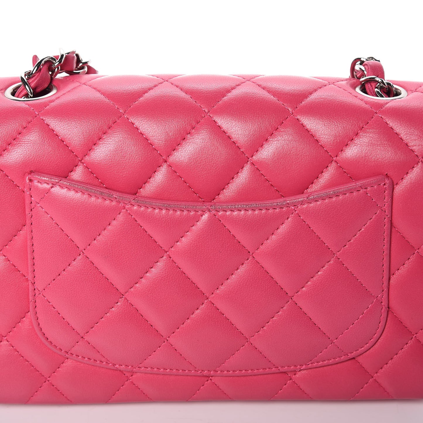 Lambskin Quilted Mini Rectangular Flap Fuchsia