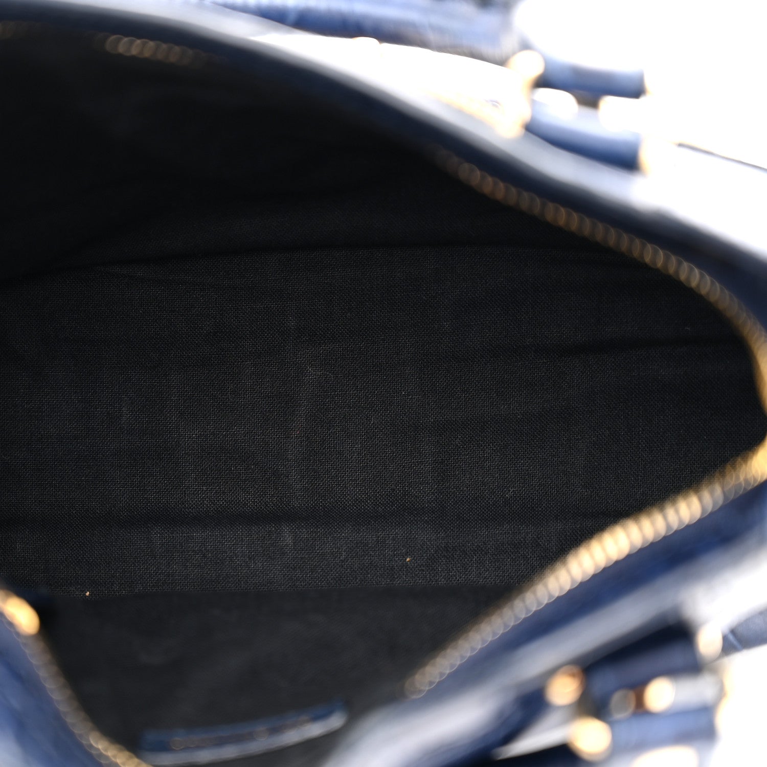 Balenciaga Calfskin Crocodile Embossed Gold Metallic Edge Hardware Mini City Bleu 6 of 13