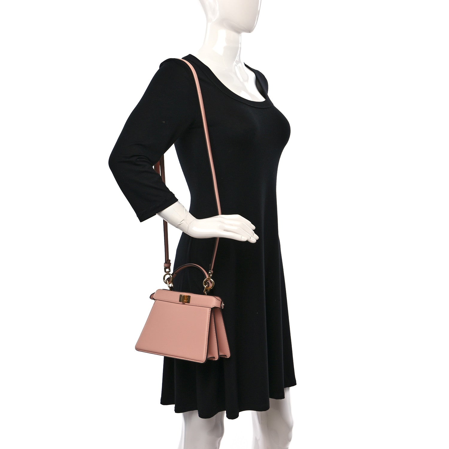 Fendi Shiny Nappa Petite Peekaboo I SEE U Satchel Baby Pink 2 of 9