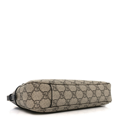 Gucci GG Supreme Monogram Textured Calfskin Small Emblem Shoulder Bag Beige Black 4 of 10