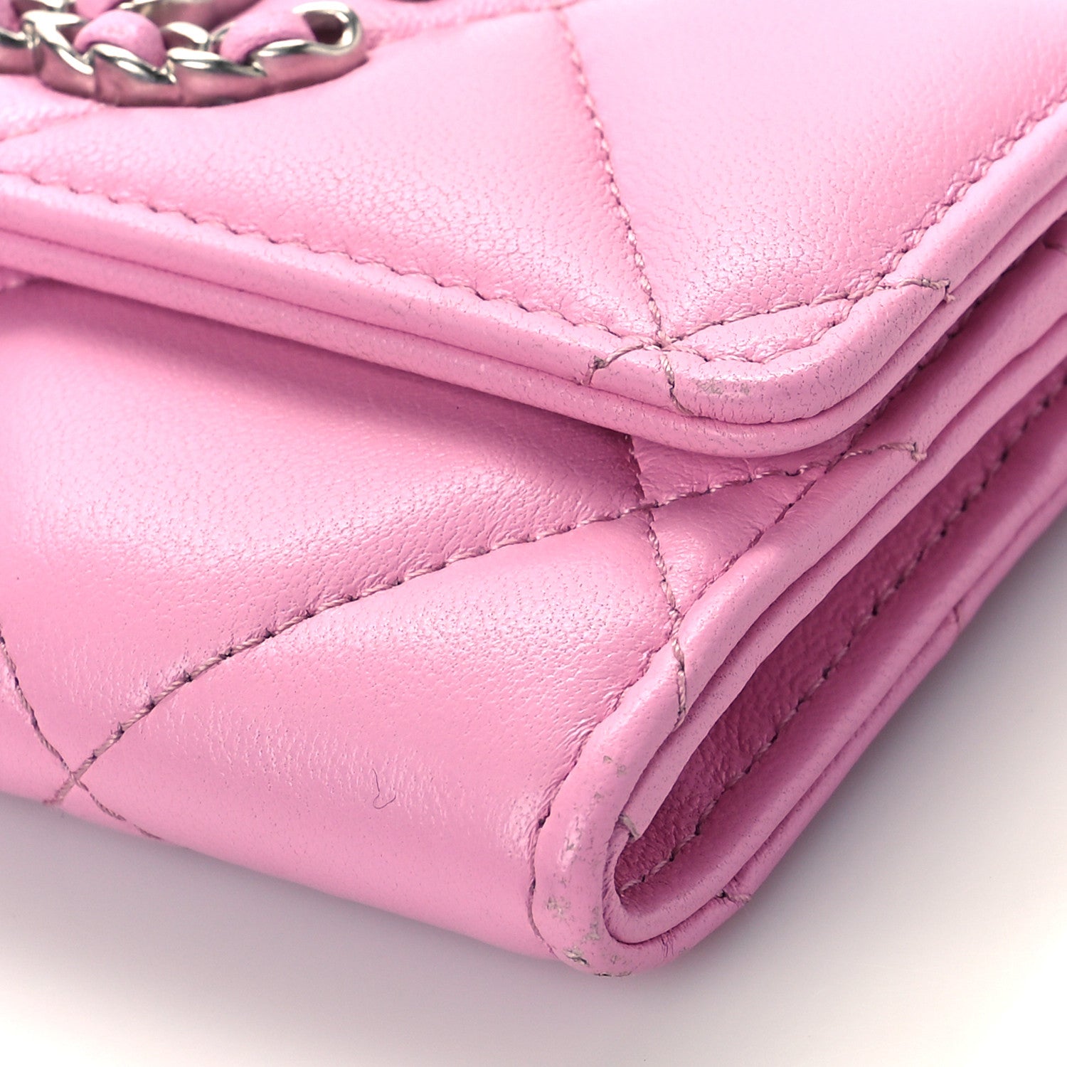 Chanel Lambskin Quilted Chanel 19 Flap Card Holder Pink 10 of 11