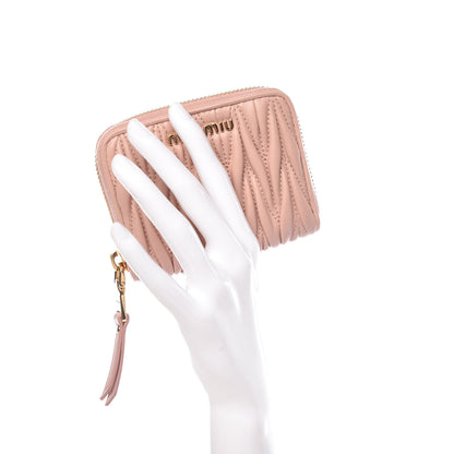 Miu Miu Nappa Matelasse Zip Around Compact Wallet Orchidea 2 of 9