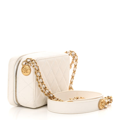 Chanel Caviar Quilted Twist Your Buttons Clutch With Chain White 3 of 11
