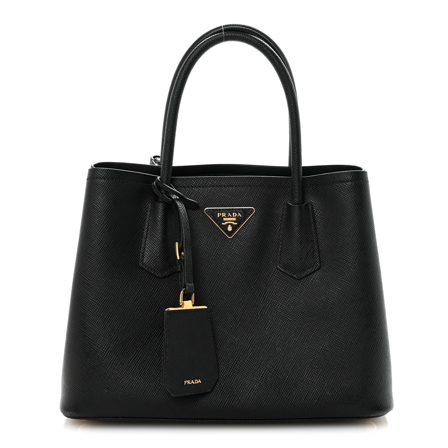 Prada Saffiano Cuir Small Double Bag Black 1 of 9