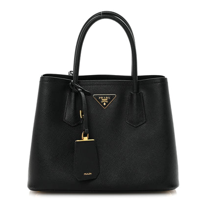 Prada Saffiano Cuir Small Double Bag Black 1 of 9