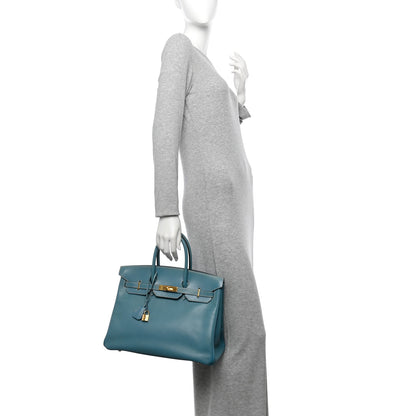 Hermes Courchevel Birkin 35 Blue Jean 2 of 11