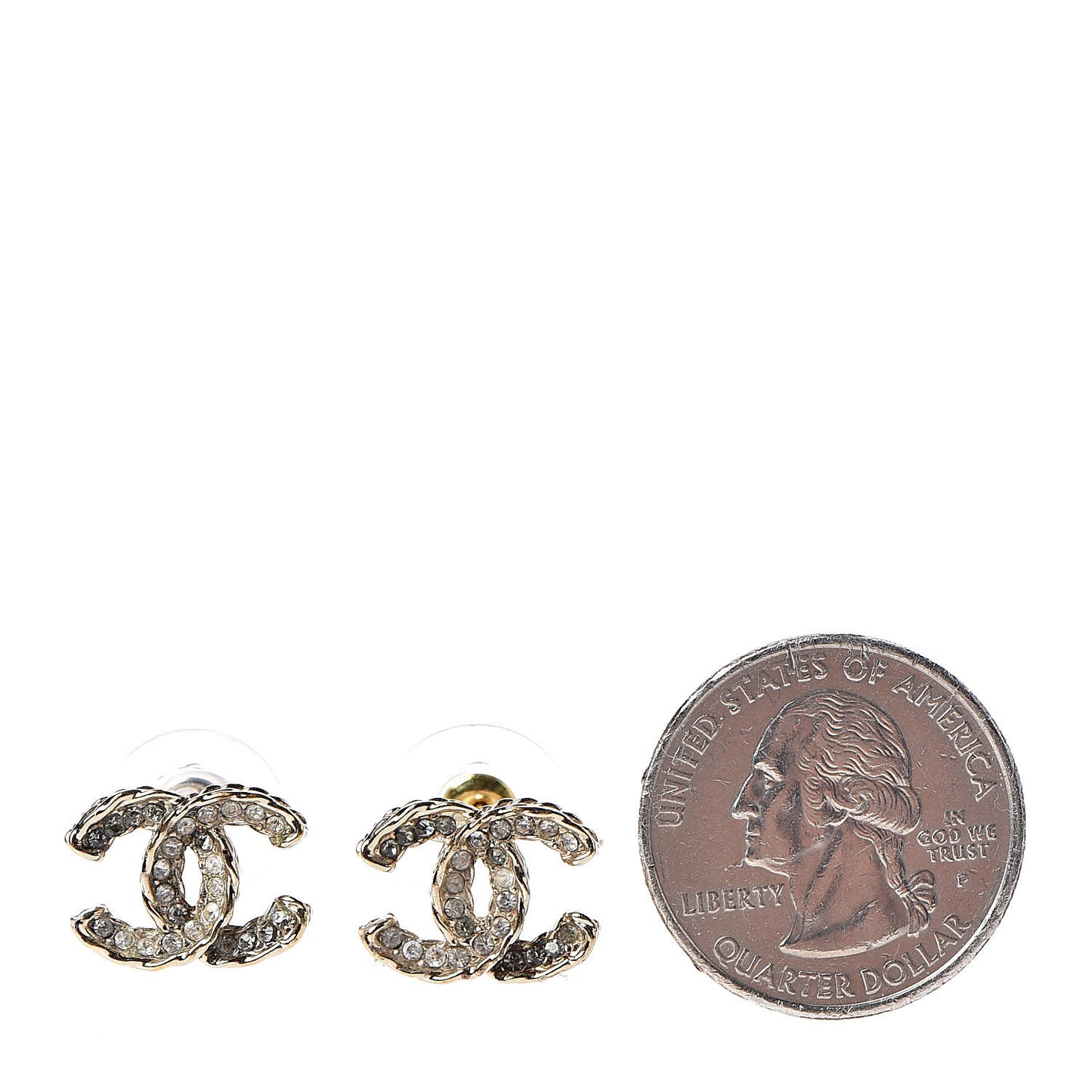 Crystal CC Earrings Light Gold