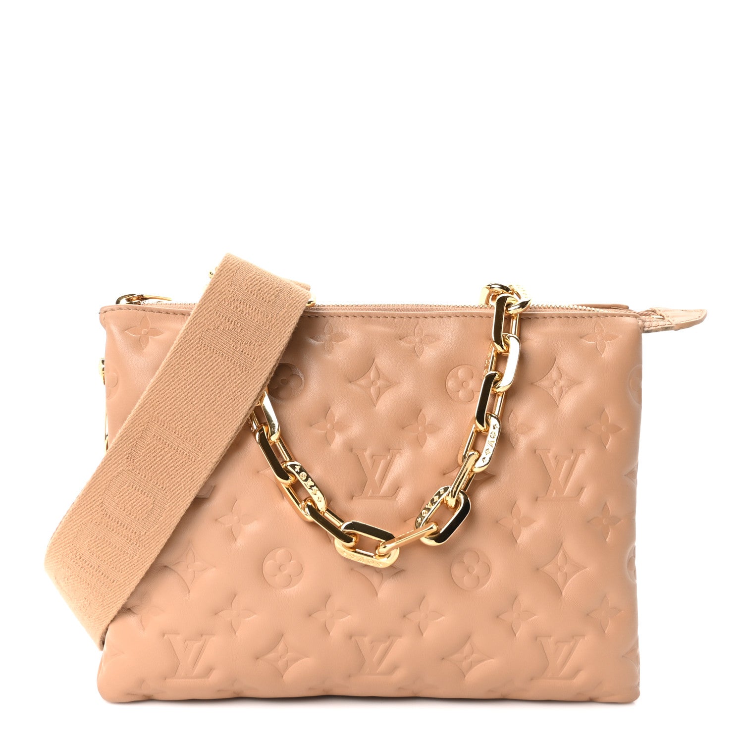 Louis Vuitton Lambskin Embossed Monogram Coussin PM Camel 1 of 9