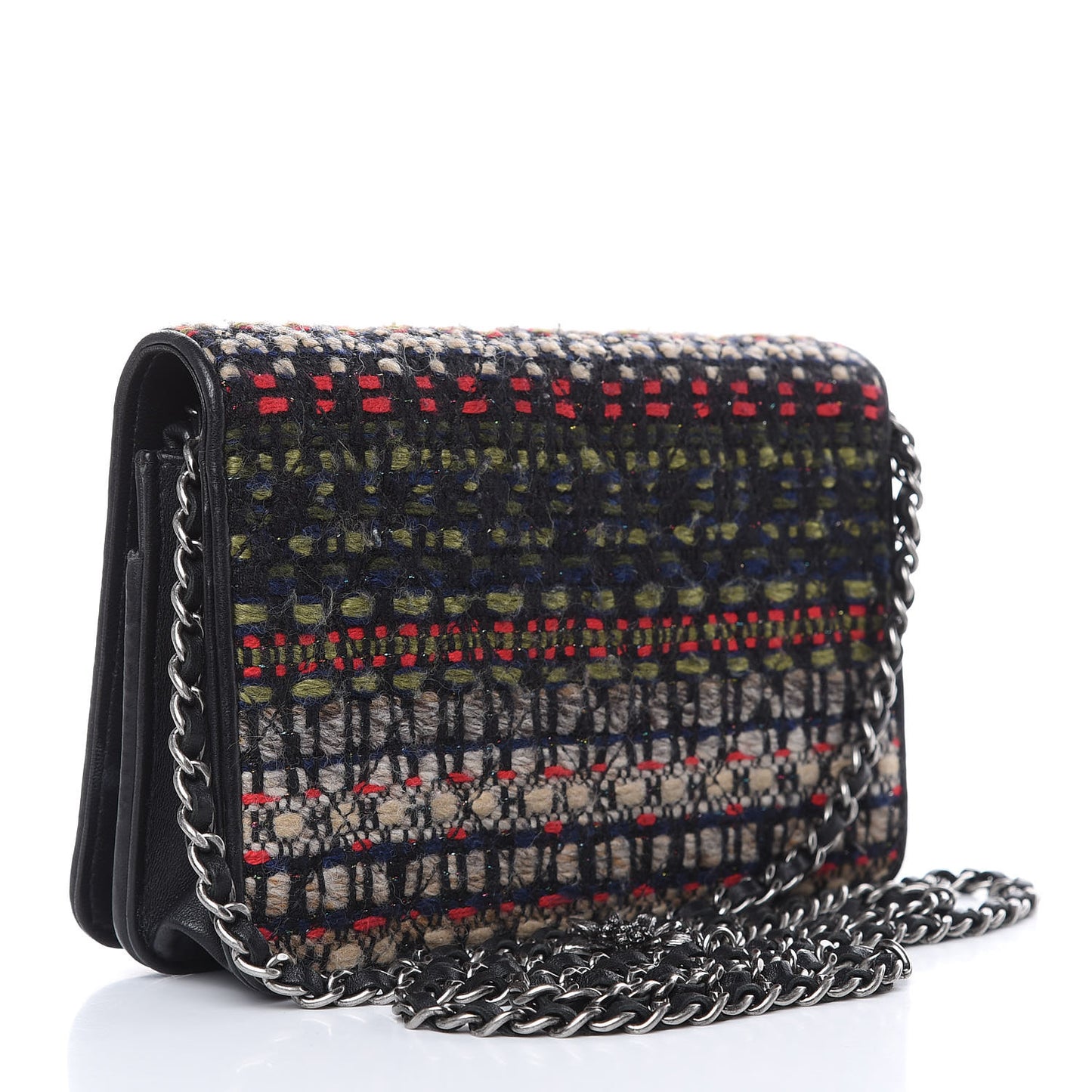 Tweed Wallet On Chain WOC Green Red Beige Black