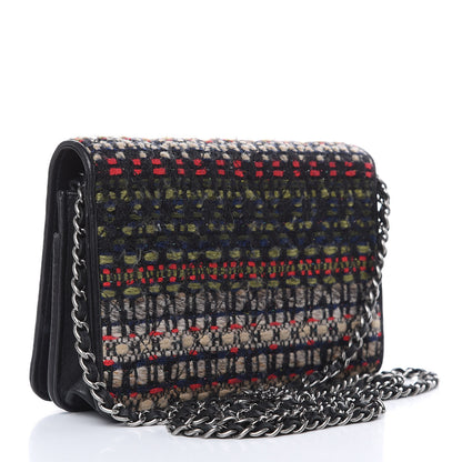 Chanel Tweed Wallet On Chain WOC Green Red Beige Black 3 of 16