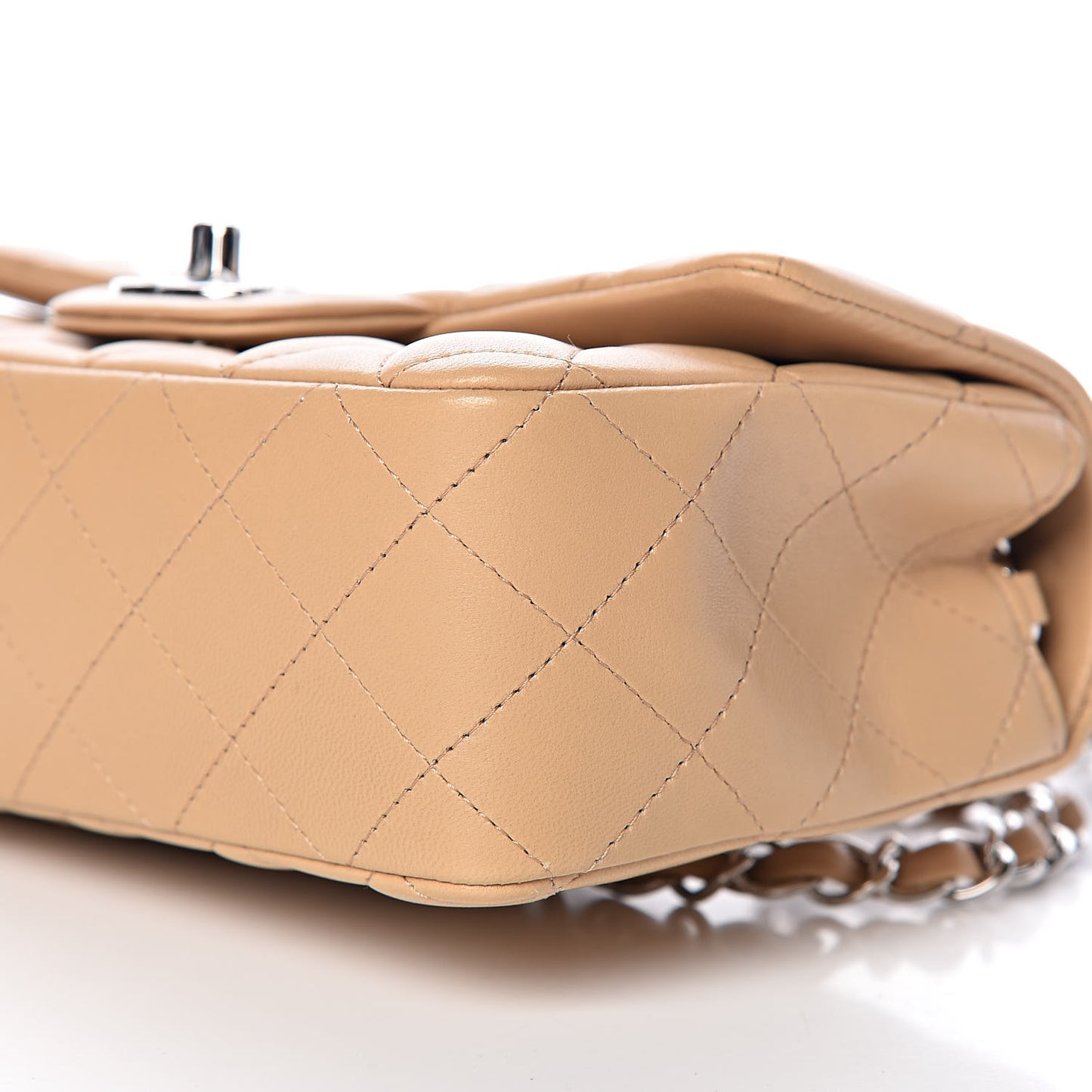 Lambskin Quilted Mini Rectangular Flap Beige