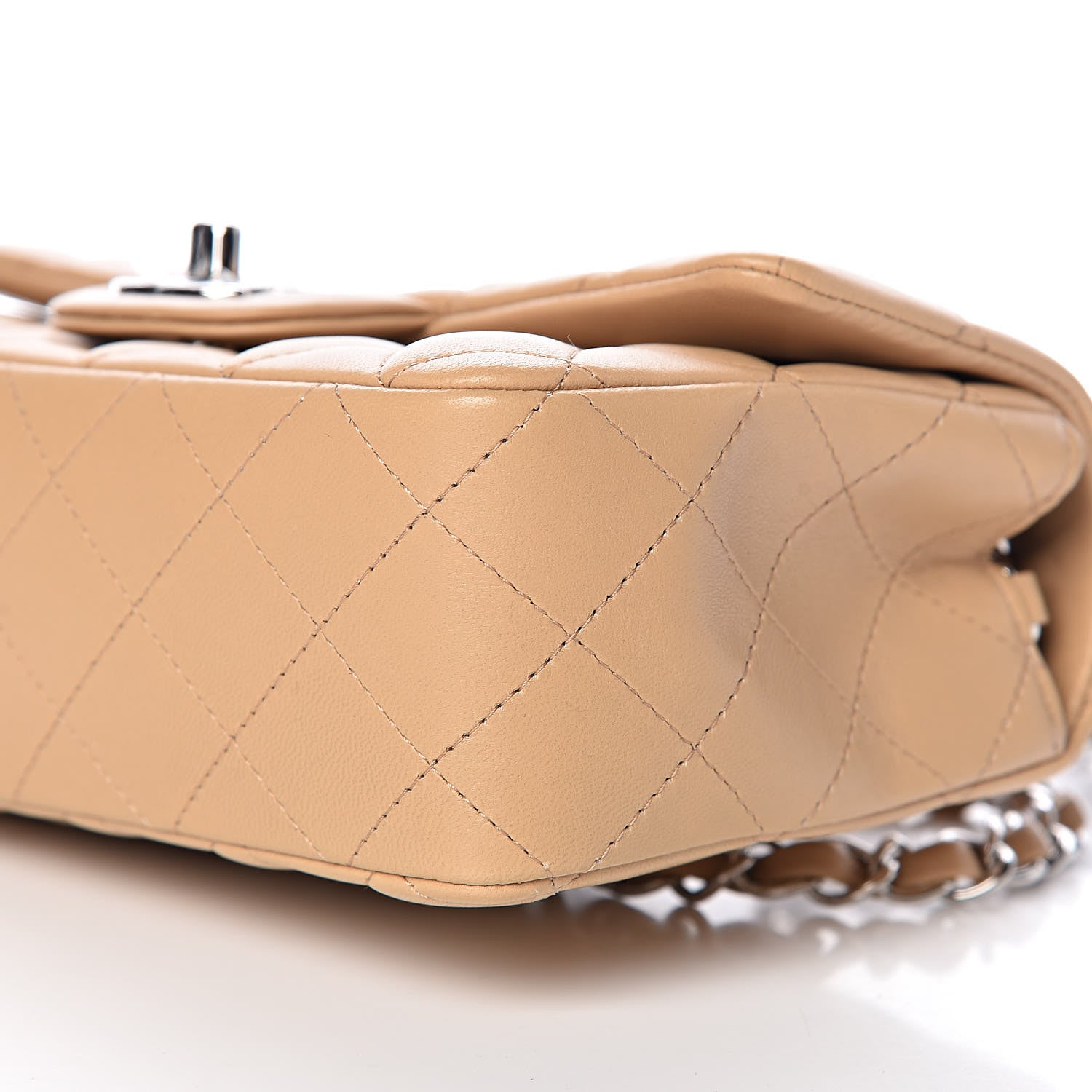 Chanel Lambskin Quilted Mini Rectangular Flap Beige 9 of 10