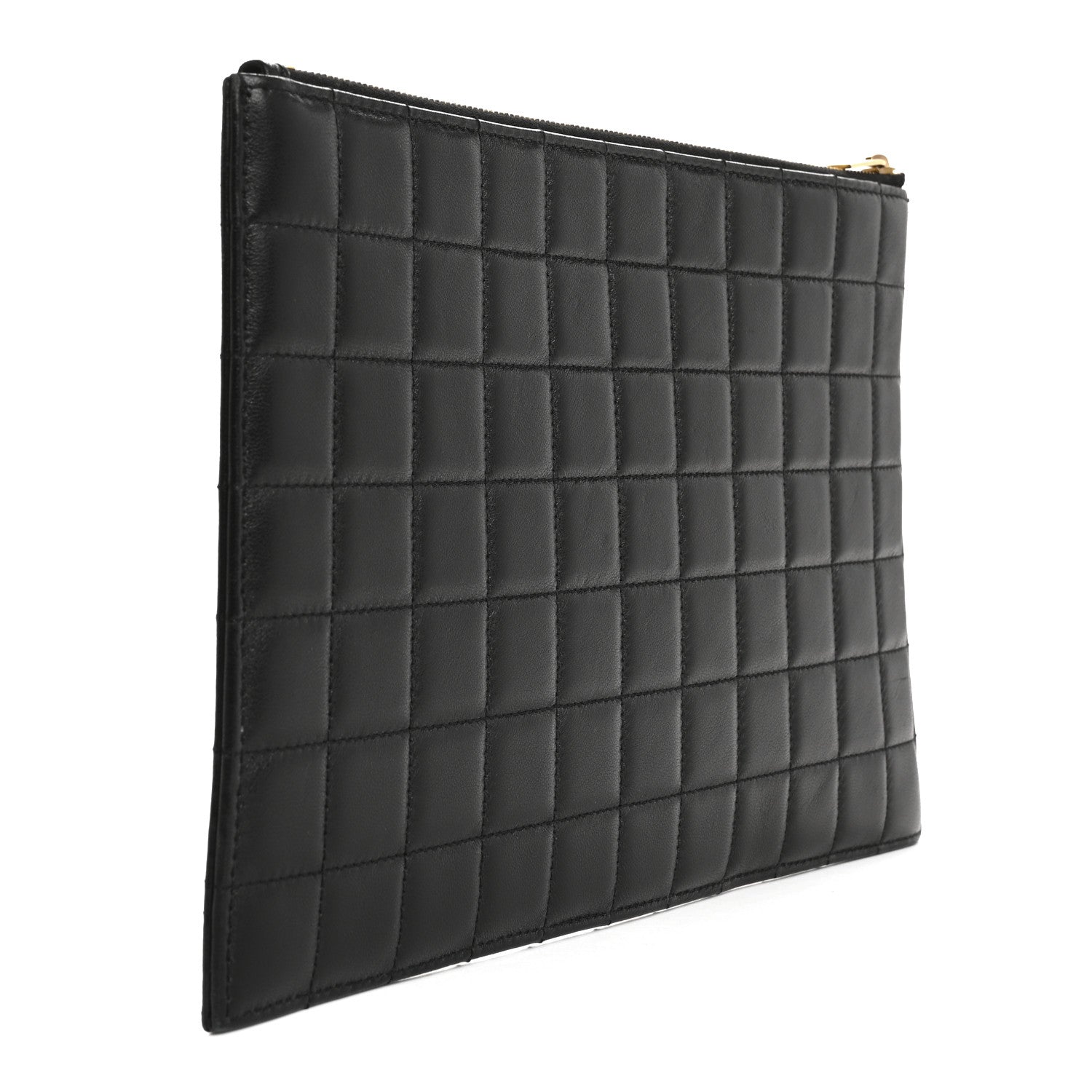 Saint Laurent Calfskin Quilted Zipped Pouch Black 3 of 10