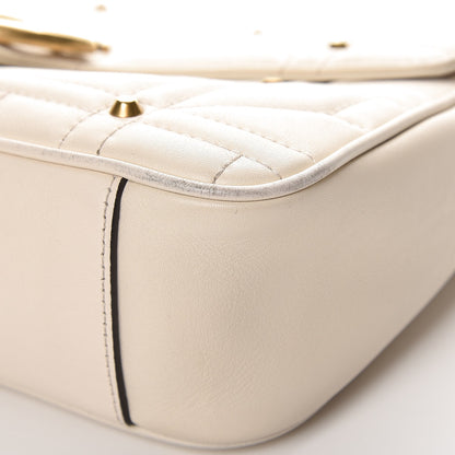 Gucci Calfskin Matelasse Studded Medium GG Marmont Shoulder Bag White 10 of 13