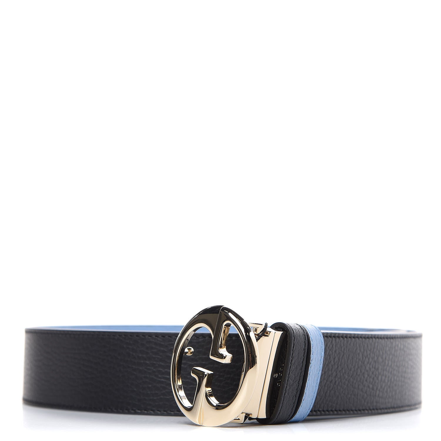 Gucci Dollar Calfskin 1973 Reversible Belt 85 34 Black Mineral Blue 1 of 5