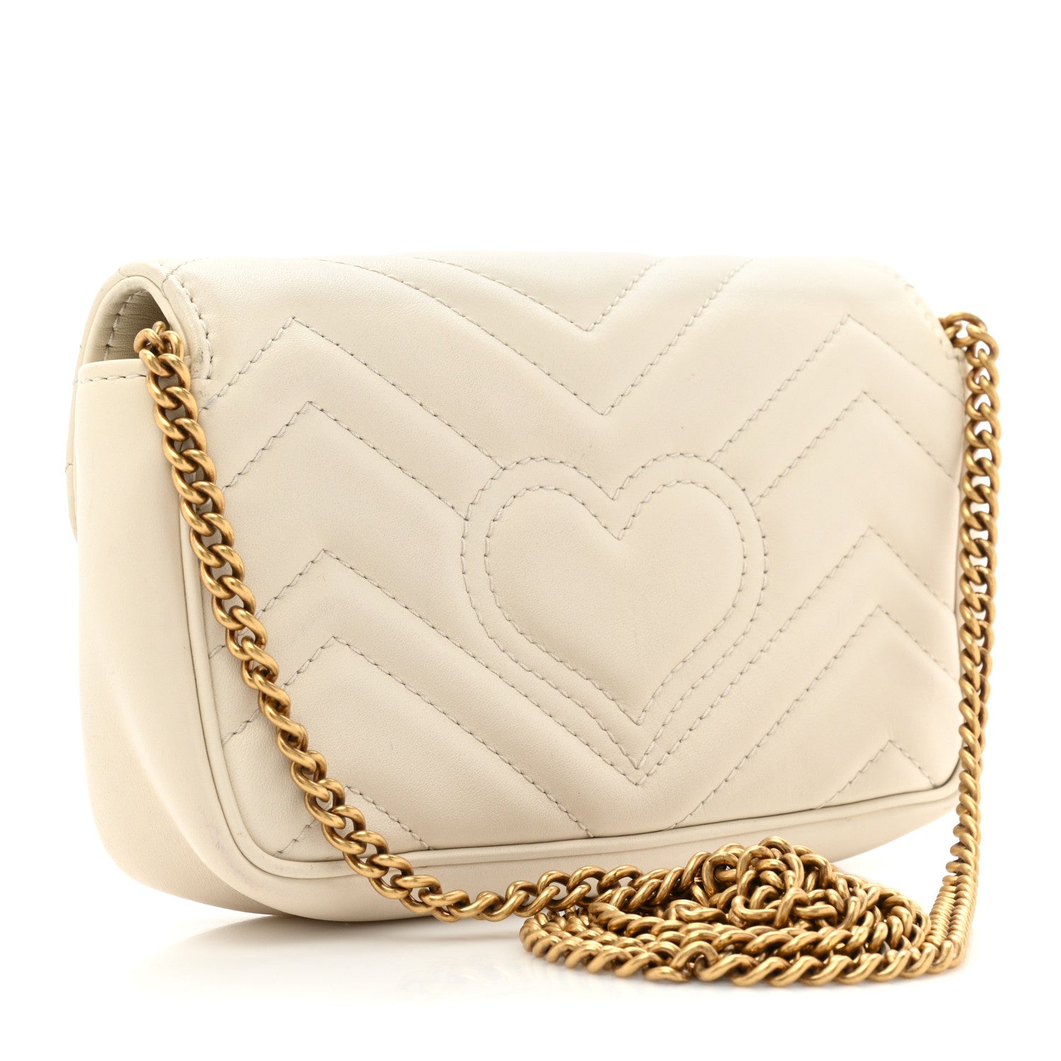 Gucci Calfskin Matelasse Super Mini GG Marmont Shoulder Bag White 3 of 18